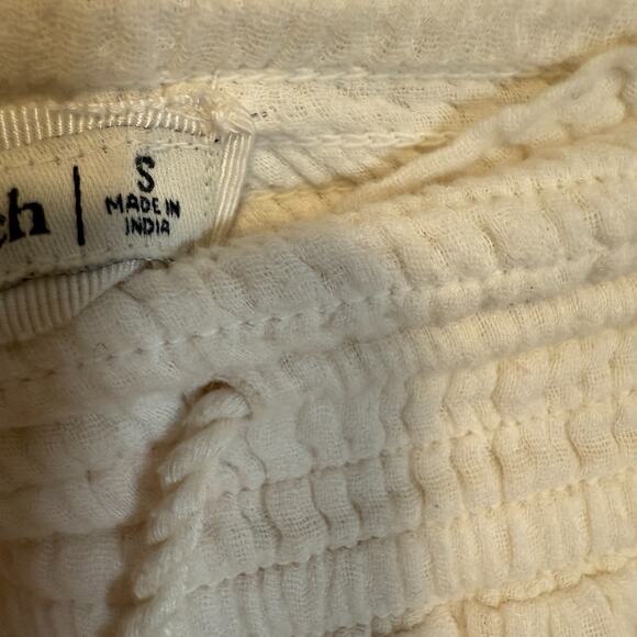 Abercrombie & Fitch Pants Womens Small White Smocked Waist Wide Leg Boho Beach - Picture 8 of 12